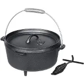 El Fuego Dutch Oven Schwarz Kasan Gusseisen mit Deckelheber 8,46 Liter (AY463)