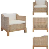 vidaXL Sessel mit Auflagen Natur Rattan - Sessel