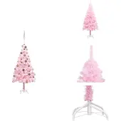 vidaXL Künstlicher Weihnachtsbaum mit Beleuchtung & Kugeln Rosa 180cm - Weihnachtsbäume