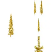 vidaXL Künstlicher Halb-Weihnachtsbaum mit Ständer Schlank Gold 210 cm - Weihnachtsbäume