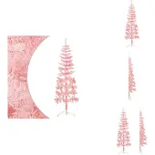 vidaXL Künstlicher Halb-Weihnachtsbaum mit Ständer Schlank Rosa 150 cm - Weihnachtsbäume