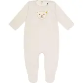 Steiff Baby Strampler - Body, Baumwolle, Bär, Logo, Druckknöpfe, langarm, einfarbig Beige 86