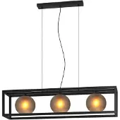 Eglo Hängelampe Arangona, Pendelleuchte Esstisch, Deckenlampe hängend, Stahl in schwarz, Glas in grau matt, E27 Fassung, L 110 cm
