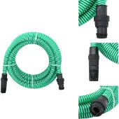 vidaXL Saugschlauch mit PVC-Anschlüssen Grün 1" 10 m PVC - Gartenschläuche