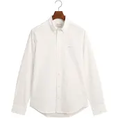 Gant Langarmhemd "SLIM PINPOINT OXFORD", Herren, Gr. M, N-Gr, weiß, Web, Obermaterial: 100% Baumwolle, slim fit normal, 2-Knopf-Manschette, Hemden Langarmhemd