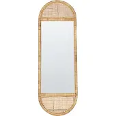 Beliani Stehspiegel Naturfarben Rattan Geflochten Oval 50x150 cm mit Rahmen Boho Rustikal Garderobenspiegel Ganzkörperspiegel Wohnzimmer Schlafzimmer