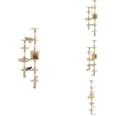 vidaXL Wandkratzbaum mit Sisal-Kratzsäulen 194 cm Beige - Kratzbäume