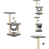 vidaXL Katzen-Kratzbaum Sisal 65 cm Grau Pfoten-Muster - Kratzbäume