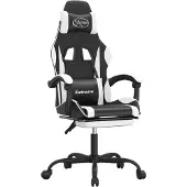 vidaXL Gaming-Stuhl mit Fußstütze Drehbar Schwarz & Weiß Kunstleder