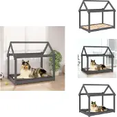 vidaXL Hundebett Grau 101x70x90 cm Massivholz Kiefer - Hundebetten