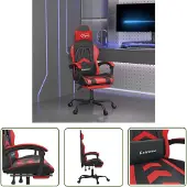 The Living Store Gaming-Stuhl mit Fußstütze Drehbar Schwarz & Rot Kunstleder