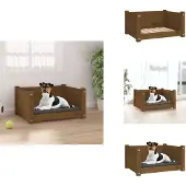 vidaXL Hundebett Honigbraun 55,5x45,5x28 cm Massivholz Kiefer - Hundebetten
