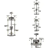 vidaXL Katzen-Kratzbaum mit Sisal-Kratzsäulen 203 cm Grau und Weiß - Kratzbäume