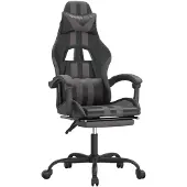 vidaXL Gaming-Stuhl mit Fußstütze Schwarz und Grau Kunstleder