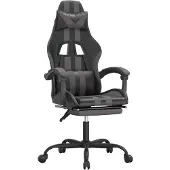 The Living Store Gaming-Stuhl mit Fußstütze Drehbar Schwarz & Grau Kunstleder