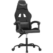 vidaXL Gaming-Stuhl Drehbar Schwarz Kunstleder
