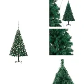vidaXL Künstlicher Weihnachtsbaum mit Beleuchtung & Kugeln Grün 150 cm - Weihnachtsbäume