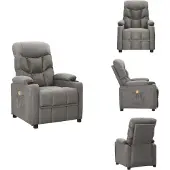 vidaXL Massagesessel Hellgrau Stoff - Massagesessel