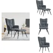 vidaXL Relaxsessel mit Hocker Dunkelgrau Samt - Sessel