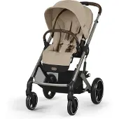 Cybex BALIOS S Lux Kombiwagen inkl. Beemoo Route i-Size & Basis, Almond Beige/Black Stone, Kinderwagen, 2 in 1