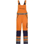 Dassy Malmedy Warnschutz Latzhose mit Kniepolstertaschen - neonorange/dunkelblau - 56-5cm