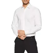 Calvin Klein Herren Hemden Poplin Stretch Slim Shirt - Wit - Größe 42
