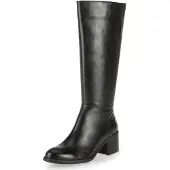 Felmini Hohe schwarze Lederstiefel mit Reißverschluss und niedrigem Absatz