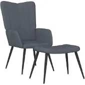 vidaXL Relaxsessel mit Hocker Dunkelgrau Samt