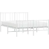 vidaXL Bettgestell mit Kopf- und Fußteil Metall Weiß 120x200 cm