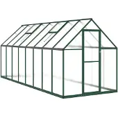 vidaXL Gewächshaus mit Fundamentrahmen Grün 445x169x195 cm Aluminimum