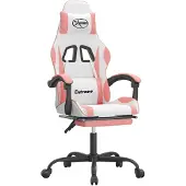 vidaXL Gaming-Stuhl mit Fußstütze Drehbar Weiß & Rosa Kunstleder