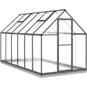 vidaXL Gewächshaus mit Fundamentrahmen Anthrazit 334x169x202 cm Alu