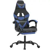 vidaXL Gaming-Stuhl mit Fußstütze Schwarz und Blau Kunstleder