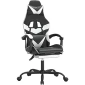 vidaXL Gaming-Stuhl mit Fußstütze Schwarz und Weiß Kunstleder