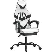 vidaXL Gaming-Stuhl mit Fußstütze Weiß und Schwarz Kunstleder