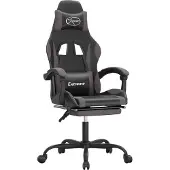 vidaXL Gaming-Stuhl mit Fußstütze Schwarz und Grau Kunstleder