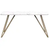Beliani Esstisch Weiß und Gold 150 x 80 cm MDF Tischplatte Marmor Optik Matt mit Metallbeinen Rechteckig Modern Glamour Esszimmer Küche Wohnküche