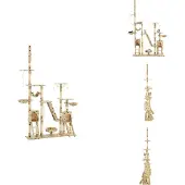 vidaXL Katzen-Kratzbaum Sisal 230 - 250 cm Pfoten-Aufdruck Beige - Kratzbäume