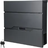 ML-Design ECD Germany Standbriefkasten Anthrazit Edelstahl 170 cm freistehend, mit Zeitungsfach, Postkasten Anthrazit 37x37 cm, pulverbeschichtet