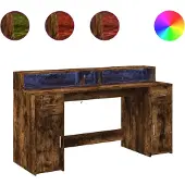 vidaXL LED-Schreibtisch Räuchereiche 160x55x91 cm Holzwerkstoff