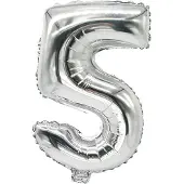 Papstar Folienballon "Zahlen", Ziffer: 5, silber