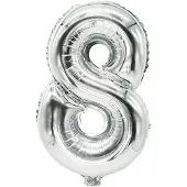 Papstar Folienballon "Zahlen", Ziffer: 8, silber