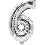 Papstar Folienballon "Zahlen", Ziffer: 6, silber