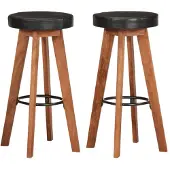 vidaXL Barhocker 2 Stk. Echtleder und Massivholz Akazie