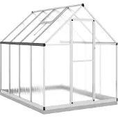 vidaXL Gewächshaus mit Fundamentrahmen Silber 224x169x202cm Aluminimum