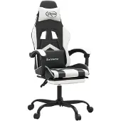 vidaXL Gaming-Stuhl mit Fußstütze Drehbar Schwarz & Weiß Kunstleder