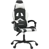 vidaXL Gaming-Stuhl Drehbar Schwarz und Weiß Kunstleder
