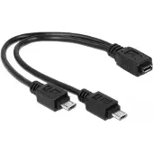 DeLOCK 20.5cm, USB micro-B - 2 x USB micro-B, 0,205 m, Micro-USB B, 2 x Micro-USB B, USB 2.0, Männlich/Weiblich, Schwarz