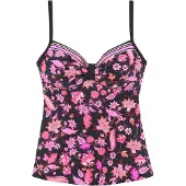 LASCANA Bügel-Tankini-Top "Bohemian", Damen, Gr. 38, Cup E, bunt (schwarz, pink), Recycling-Polyamid, Paisleymuster, bedruckt, Bikini-Oberteile Bügel-Tankini-Top, mit platzierten Streifen