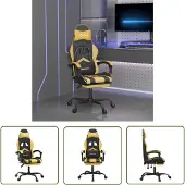 The Living Store Gaming-Stuhl mit Fußstütze Drehbar Schwarz & Golden Kunstleder